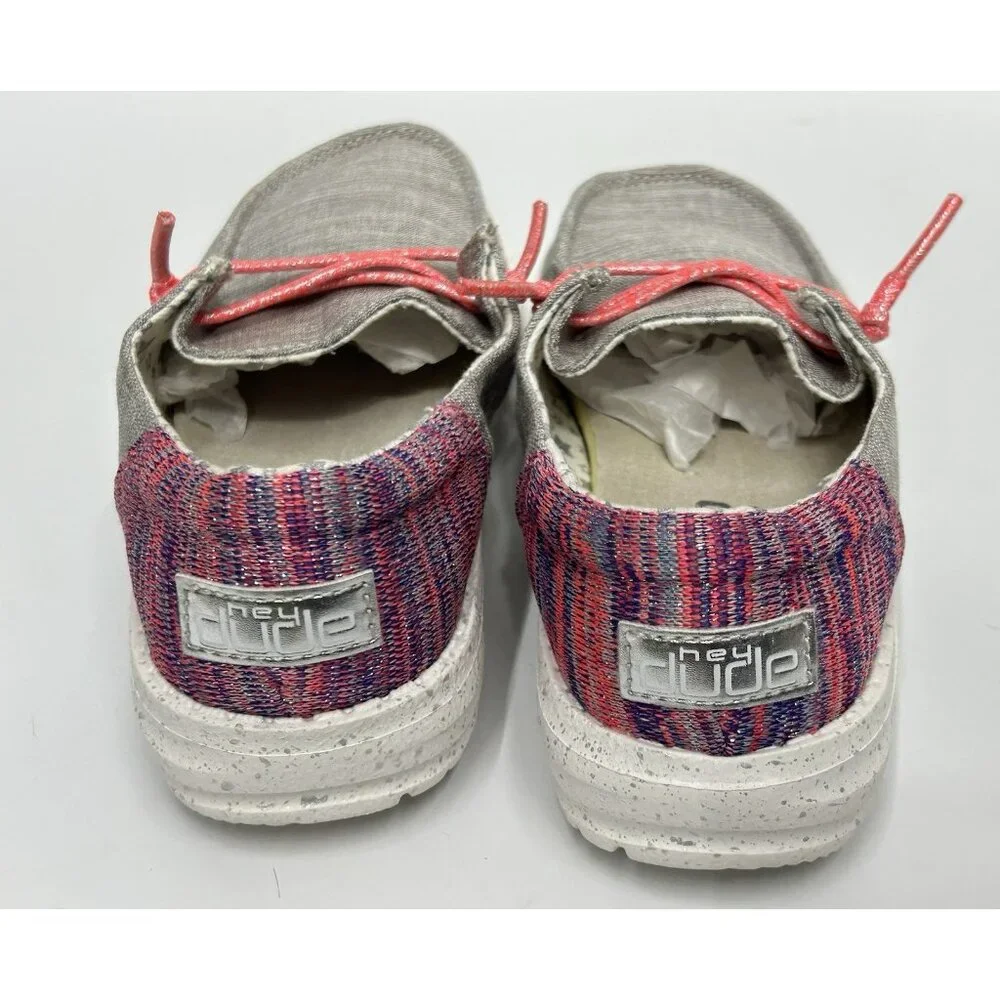 Hey Dude Wendy Funk Grey Size K12 Pink Slip On Shoe Youth Kids MINT CONDITION